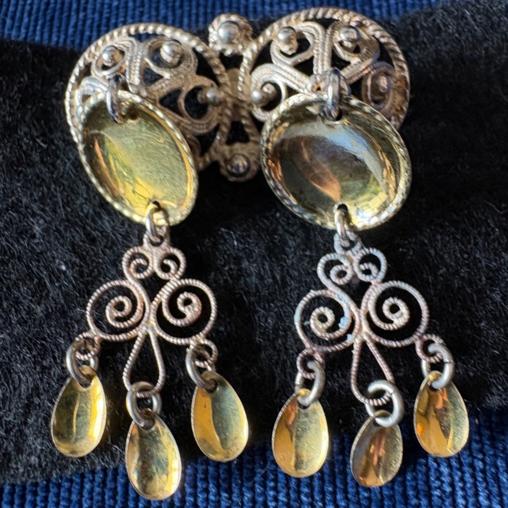 Vintage double sølje Norwegian brooch. Sterling silver & gold vermeil.